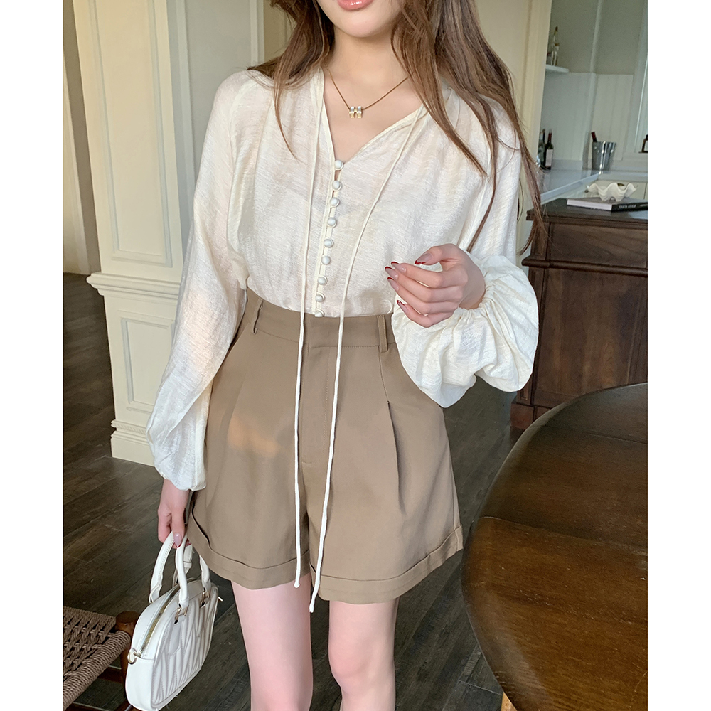 Real Shot 2025 Spring Summer New Design Pocket A-line High Waist Slimming Casual Shorts Women Versatile Leggings