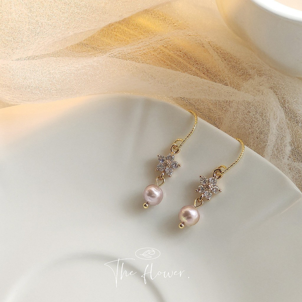 淡水珍珠锆石耳环