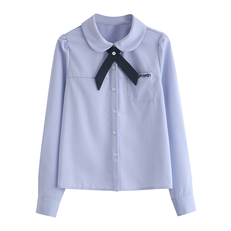 JK Embroidery Bow Tie Shirt 学院刺绣衬衫配领结 