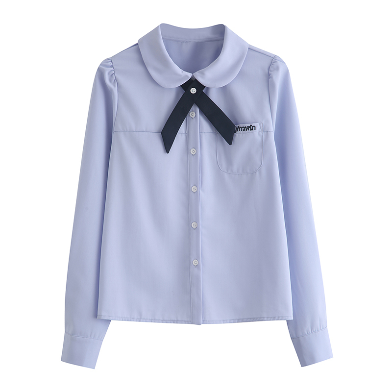JK Embroidery Bow Tie Shirt 学院刺绣衬衫配领结 
