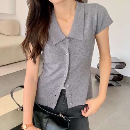 Classic Collared Button-Up Knit 翻领针织开衫*3 Colors