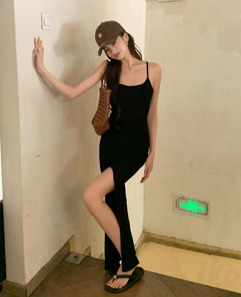 Hot V-Back High-Cut Long Skirt 性感辣妹露背开叉长裙 *2Colors