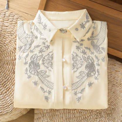 Classic Embroidery Long Sleeve Top 绣花长袖衬衫
