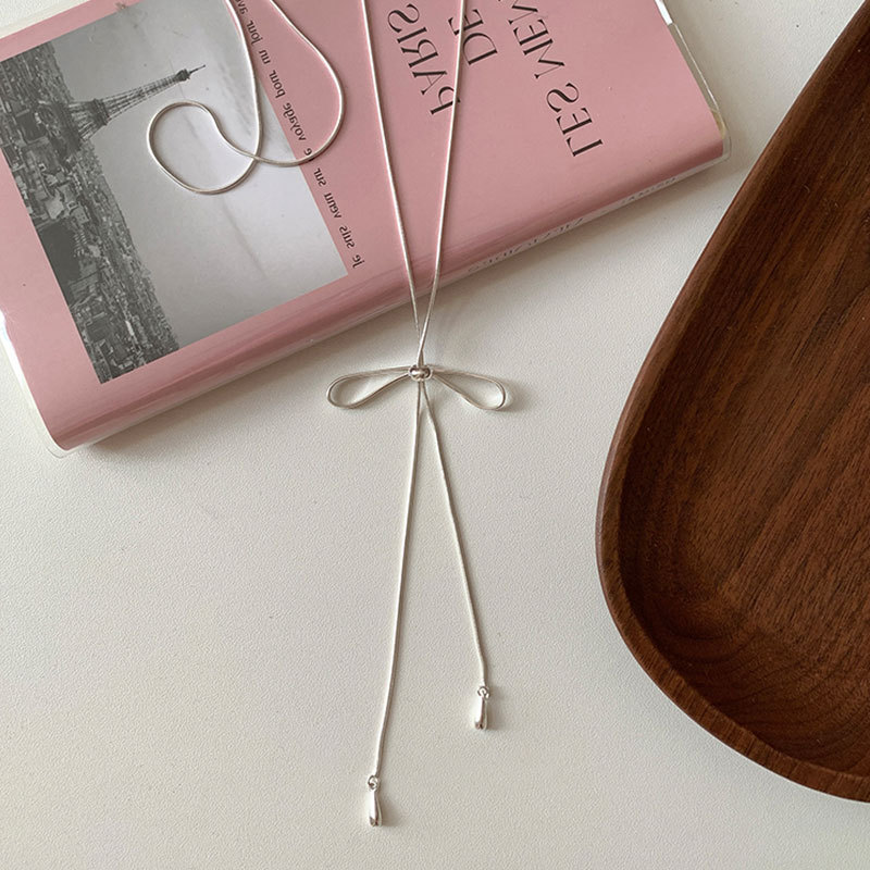 Adjustable Bow Lariat Necklace 小众ins 蝴蝶结抽拉式长款项链