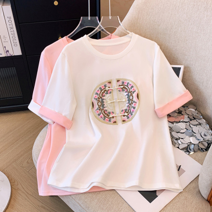 Contrast Embroidered Tee 新中式刺绣撞色T恤*2 Colors