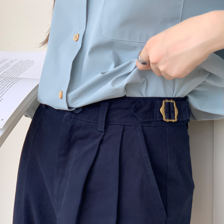  Adjustable Buckle Pleated Pants 调节扣压褶休闲裤*3 Colors