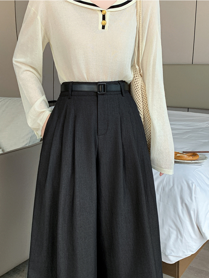 Cotton High-Waist Loose Pants 洗水棉高腰宽松长裤*3 Colors