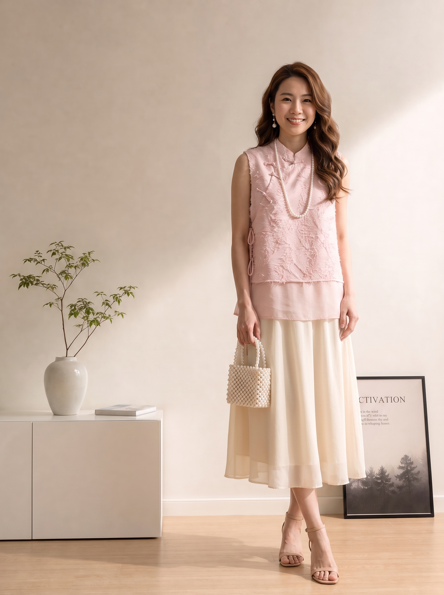 SIGNATURE Jacquard Tie Vest 揉月提花系带上衣*3 Colors