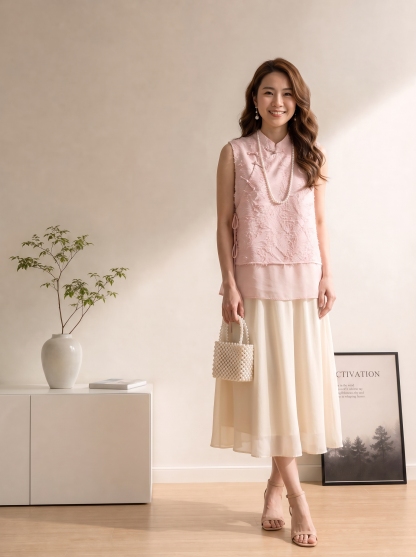 SIGNATURE Jacquard Tie Vest 揉月提花系带上衣*3 Colors