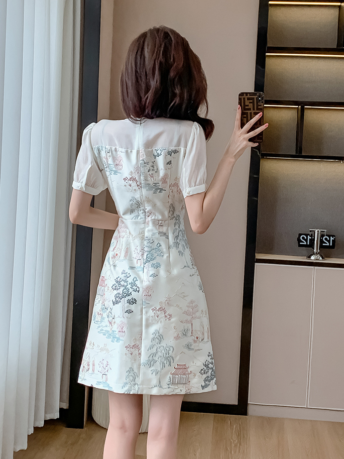 2024 New Chinese Style High-End Refined Frog Button Dress Women's High-Grade Summer Popular Hot-Selling Product Skirt