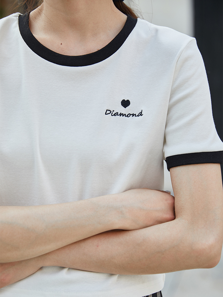 Contrast Border Crop Top 撞色边短款T恤