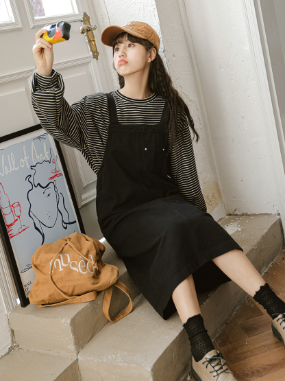 College Style Overall Dress  口袋工装背带裙* 2 Colors