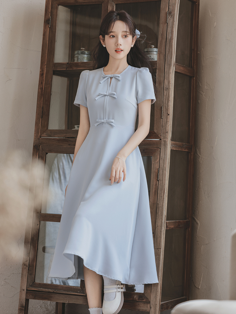 New Chinese Style Improved Cheongsam Dress Women's Summer High Sense Temperament Waist-Controlled Slimming Dress 50