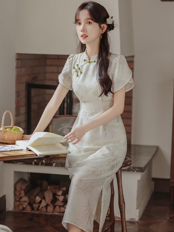 Bright Moon Bamboo New Chinese Improved Cheongsam Dress Women's Summer 2024 New Temperament Dress 50