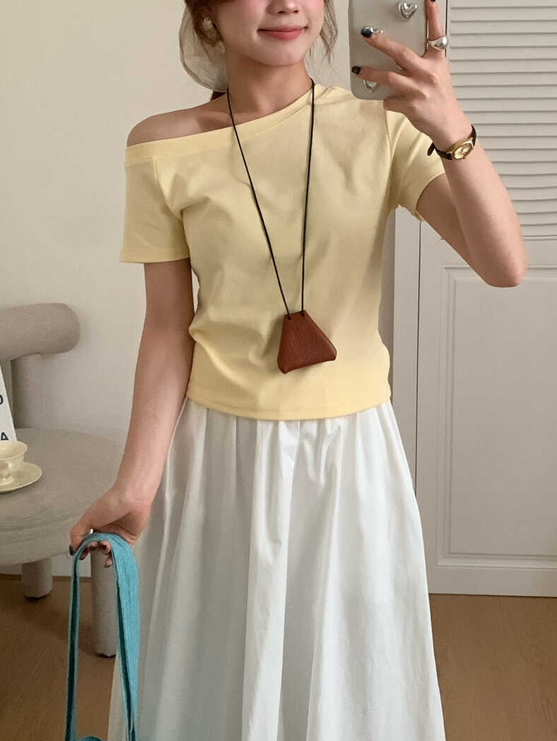 One-Shoulder Slim Fit T-Shirt 有点小特别▪斜肩修身短袖T恤*6 Colors