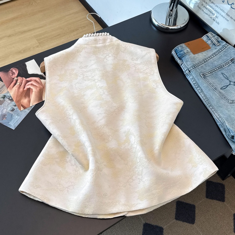 Sequin Embroidered Jacquard Vest 羽毛重工亮片刺绣提花马甲#1111 * 2 Colors