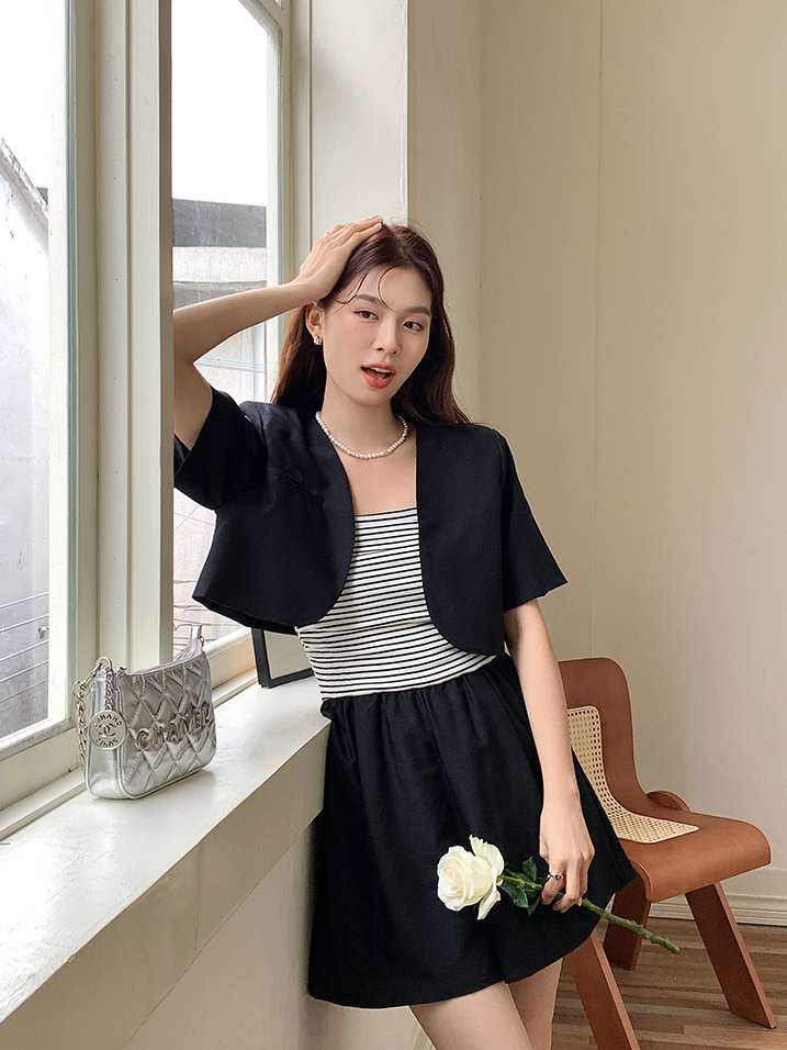 Two-Piece French Style Striped Jumpsuit 法式条纹拼接连体裤两件套*2Colors