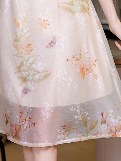 Real Shot New Model College Entrance Exam Cheongsam National Style Improved Printed Dress