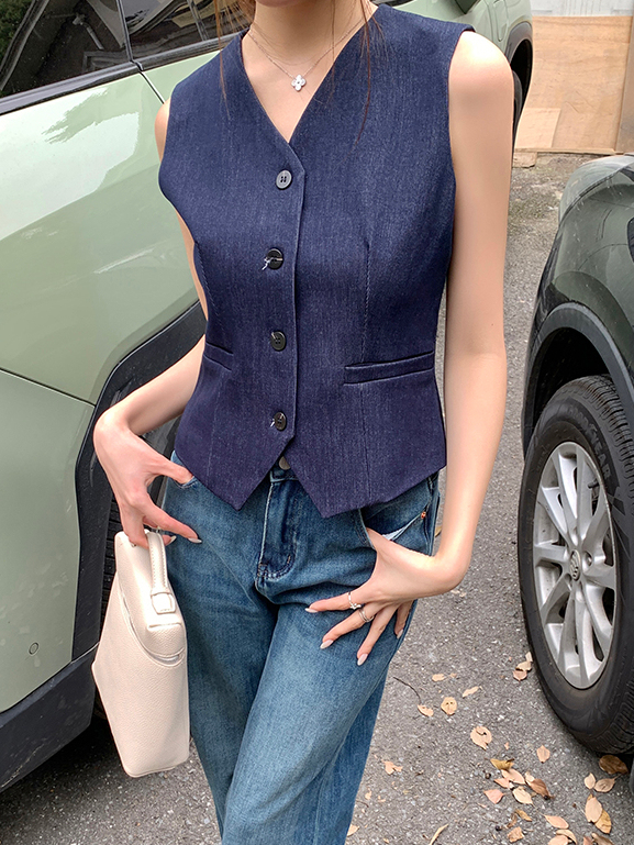 气质v领马甲小背心 French-style elegant V-neck vest top