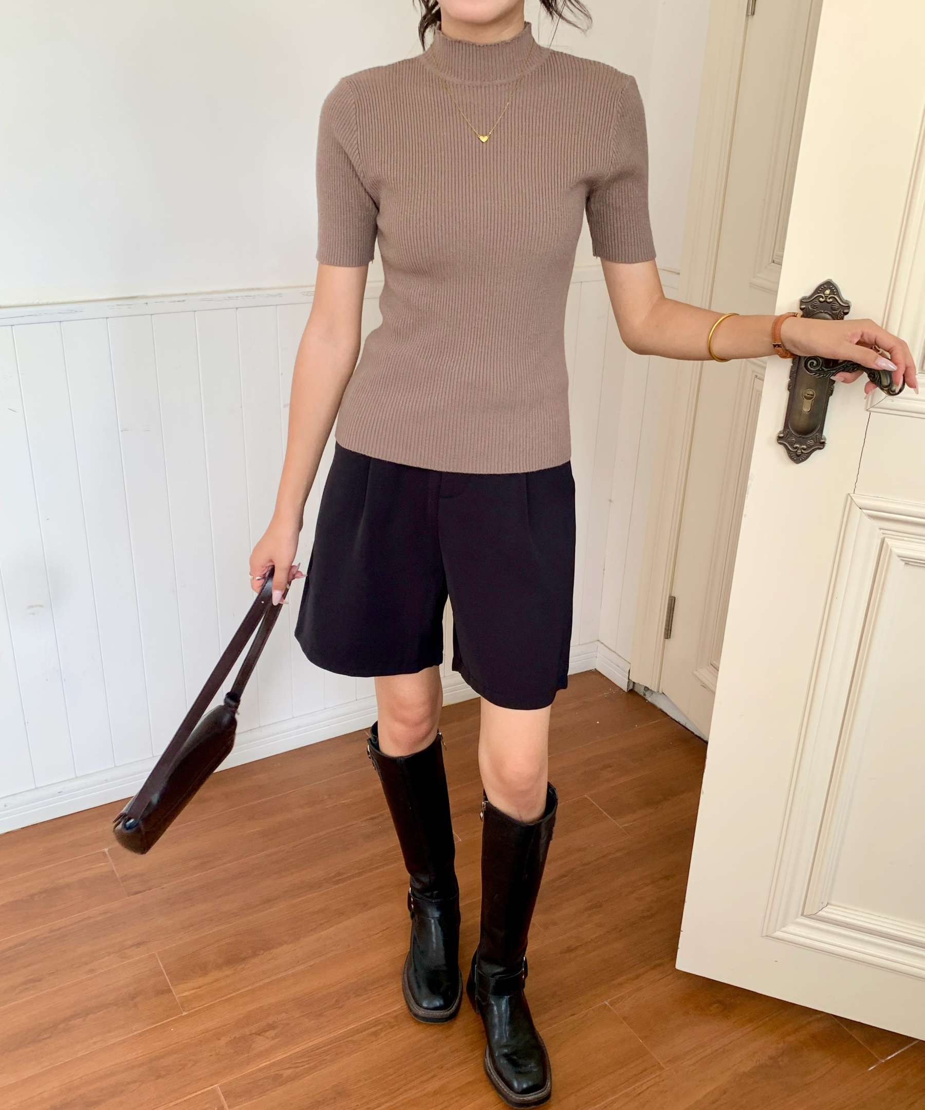 High Neck Ribbed Knit Top 高领罗纹针织上衣*4 Colors