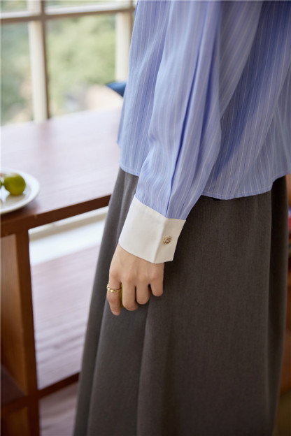 Old-school Color Block Striped Shirt 复古撞色纹长袖衬衫