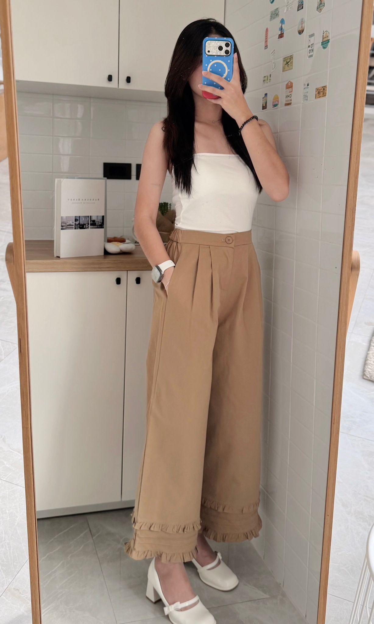 RINA Sweet Ruffle Wide Leg Pants 甜美木耳边阔腿九分裤*6 Colors