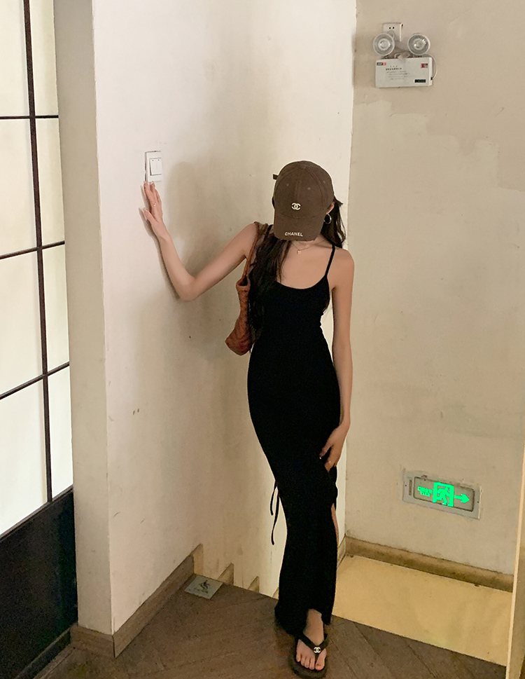 Hot V-Back High-Cut Long Skirt 性感辣妹露背开叉长裙 *2Colors