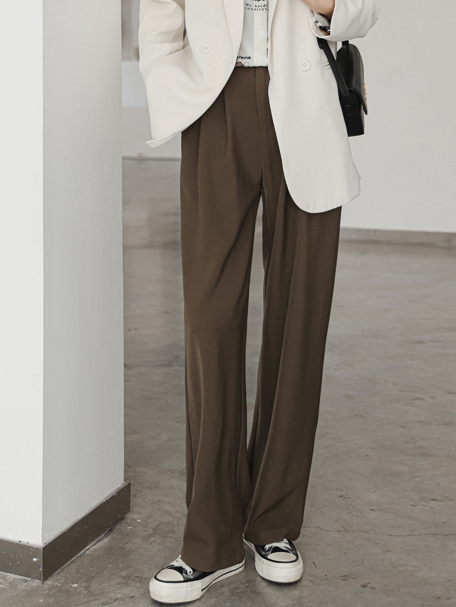 Real Shot-Temperament Mop Pants Women's Spring High Waist Drooping Casual Suit Pants 2024 New Loose Wide Leg Pants