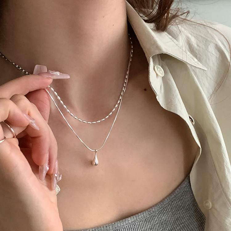 Two-Layer Bean Metal Necklace 小众双层豆子金属项链 