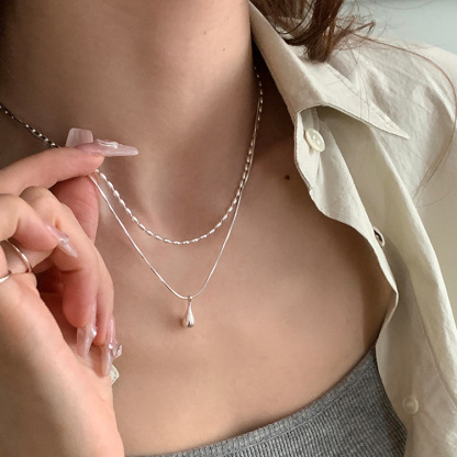 Two-Layer Bean Metal Necklace 小众双层豆子金属项链 