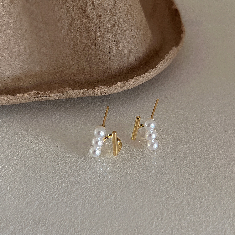 个性双层金属珍珠耳钉