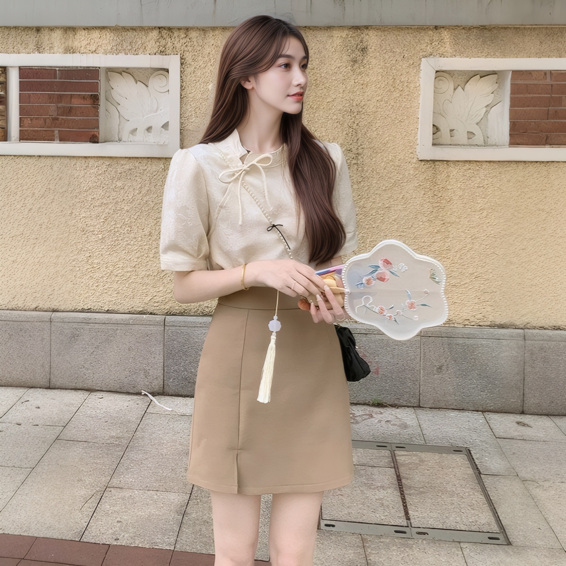 Beige Two-Piece Set茶系中式套装