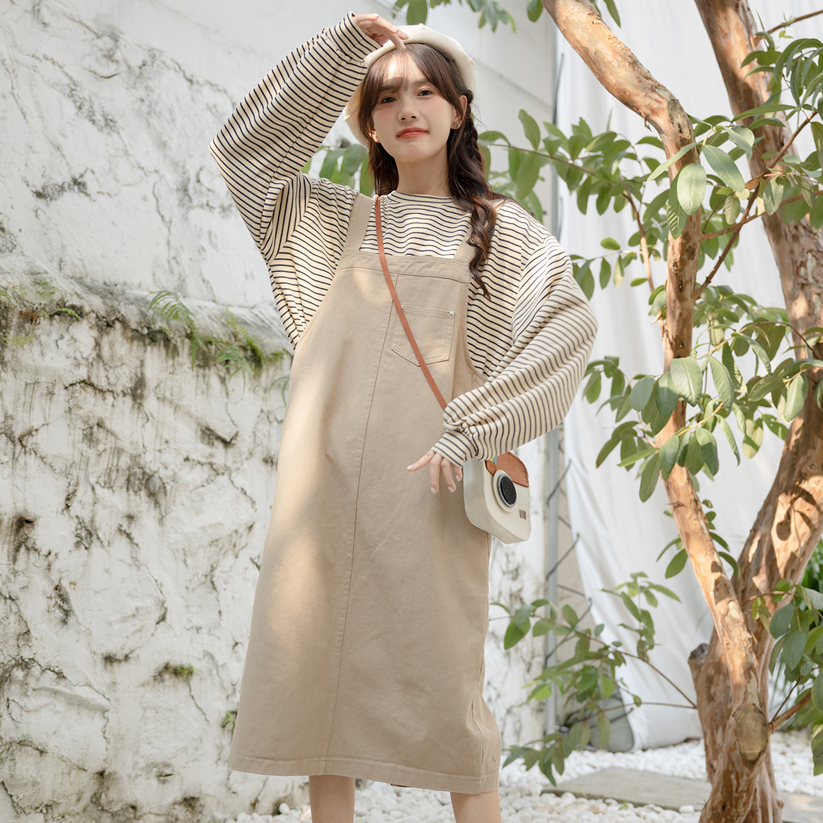 College Style Overall Dress  口袋工装背带裙* 2 Colors