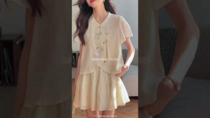 Yurou Ivory Embroidered Chinese Set 米白色绣花中式套装