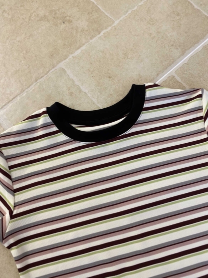 RINA Contrast Stripe Tee 韩系撞色条纹T恤*3 Colors