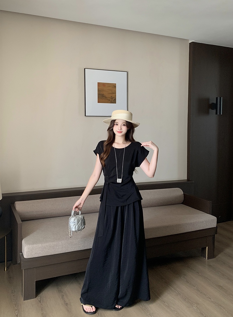 LUMEA Flutter Sleeve Tie Top & Wide Leg Pants Set 飞飞袖绑带上衣+阔腿裤两件套*2 Colors