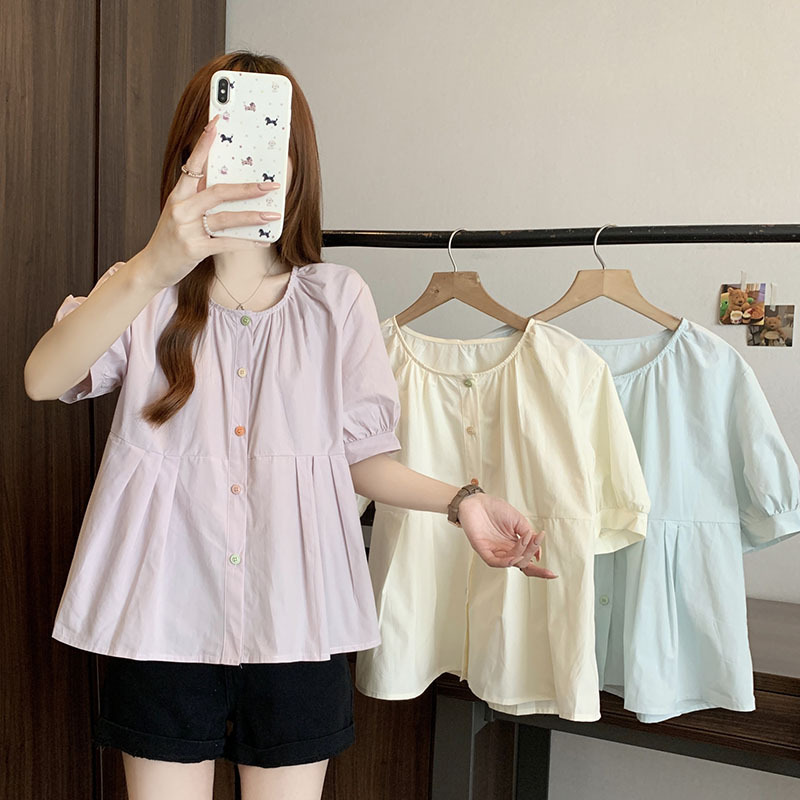 Sweet Round Neck Loose Blouse 甜美圆领宽松衬衫*3 Colors