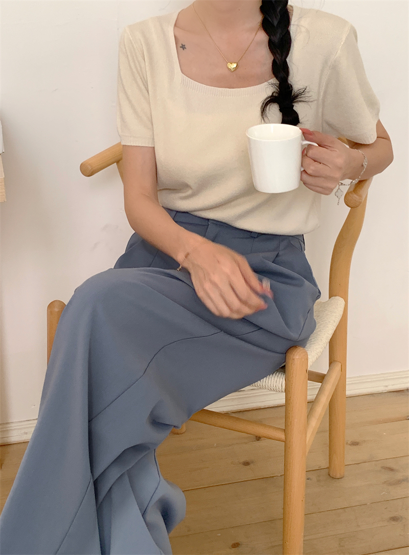 Classic Square Neck Knit Top 纯色方领针织上衣*2Colors