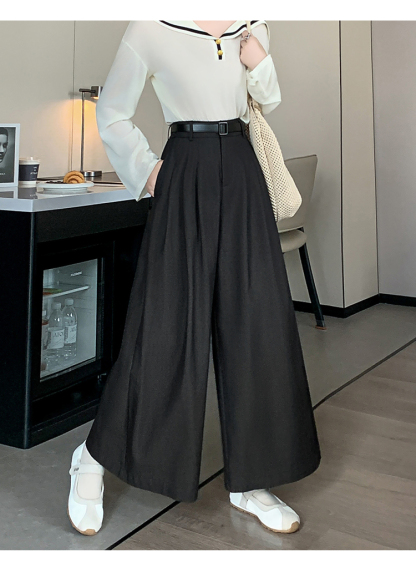 Cotton High-Waist Loose Pants 洗水棉高腰宽松长裤*3 Colors