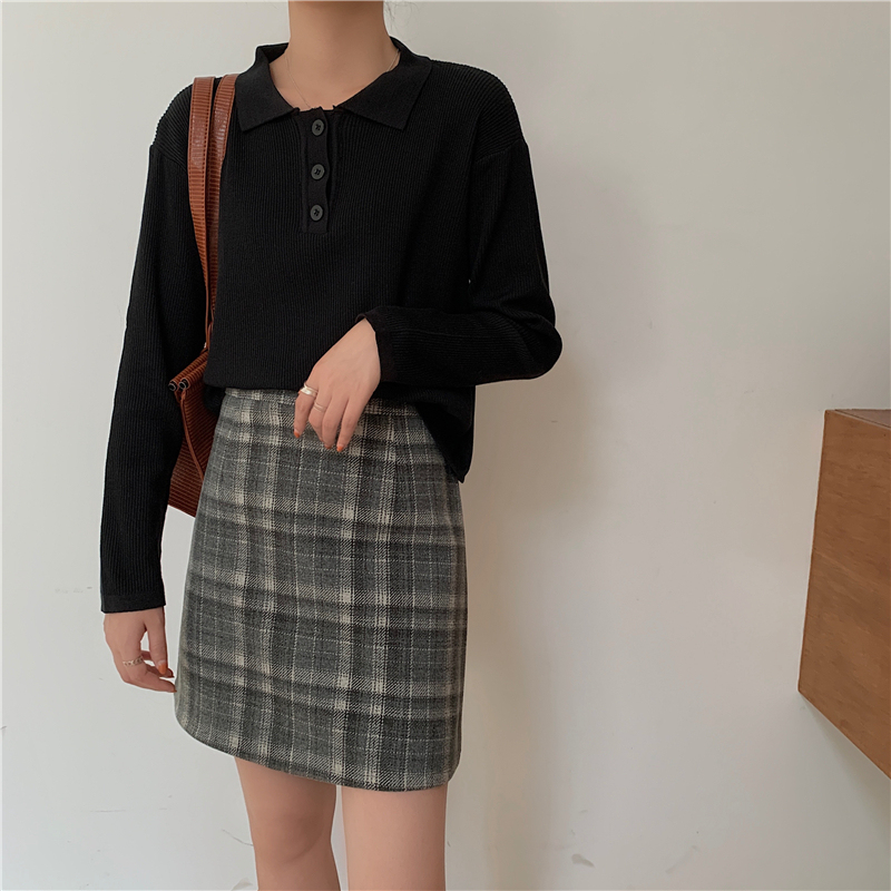 Buttoned Knit Top 纽扣设计针织长袖上衣*2Colors
