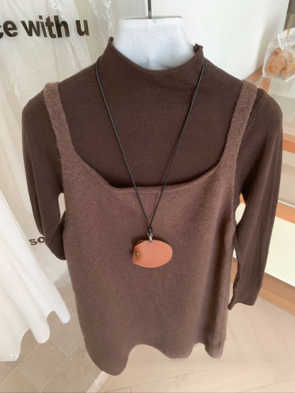  Korean Style Layered Knitted Vest Dress