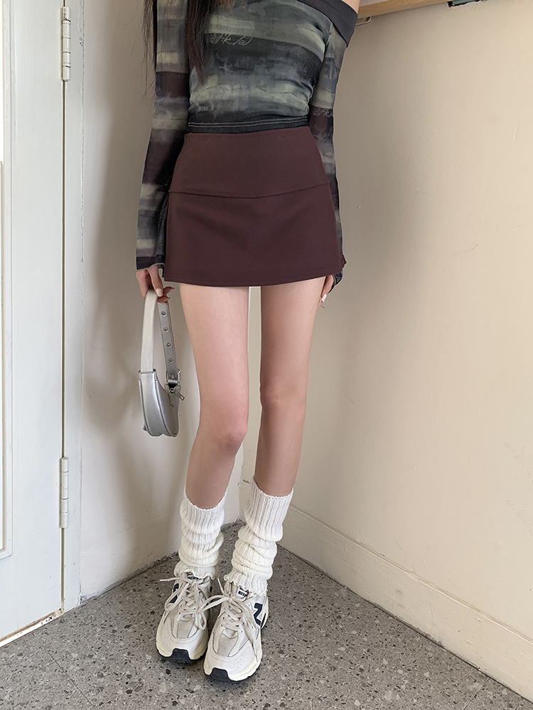 Real Shot 2024 Spring and Summer New Side Slit Yoga Half Culottes Women's Anti-Exposure American A- line Skirt