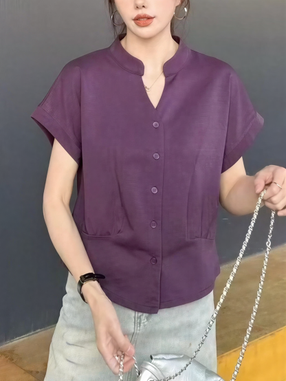 Classic Stand Collar Shirt 老钱风立领衬衫*5 Colors