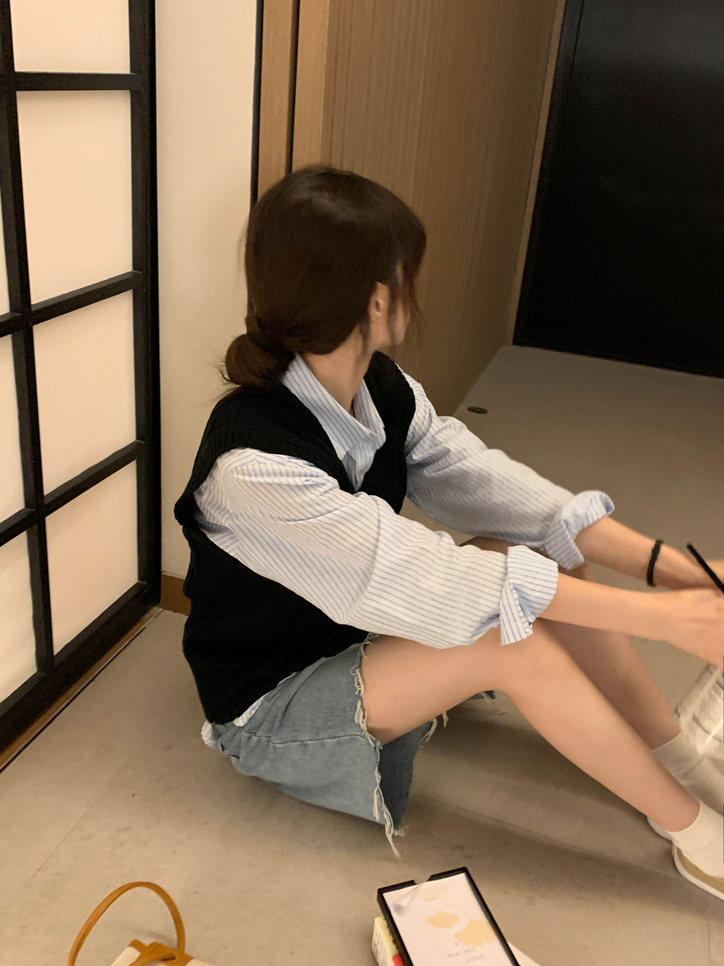 Casual Striped Long-Sleeve Blouse 治愈系女孩~经典条纹宽松长袖衬衫*3Colors