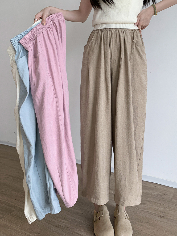Textured Milk Pants for Women Summer Loose Draped Straight Leg Harem Pants Casual Acetate Velvet Cream Tapered Pants 肌理感奶芙裤