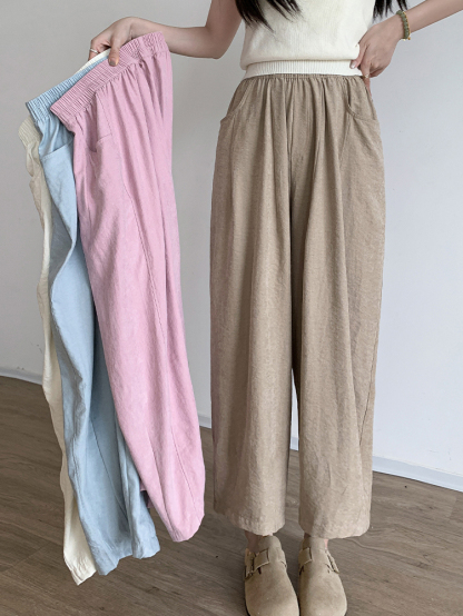 Textured Milk Pants for Women Summer Loose Draped Straight Leg Harem Pants Casual Acetate Velvet Cream Tapered Pants 肌理感奶芙裤