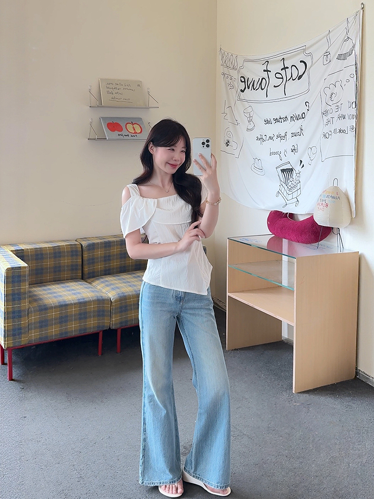 RINA Ruffle Off-Shoulder Tee 荷叶边露肩上衣*4 Colors