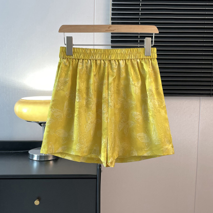 Real Shot New Chinese Style National Style Elegant Stand Collar Jacquard Classical Pattern Ethnic Style Improved Summer Top and Shorts Set