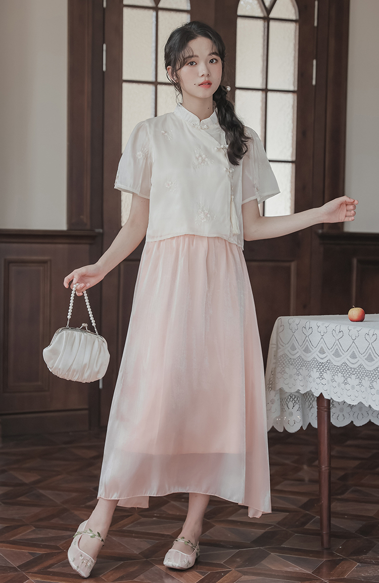 Half Skirt Sweet Set Cheongsam 新中式仙女半身裙甜美套装