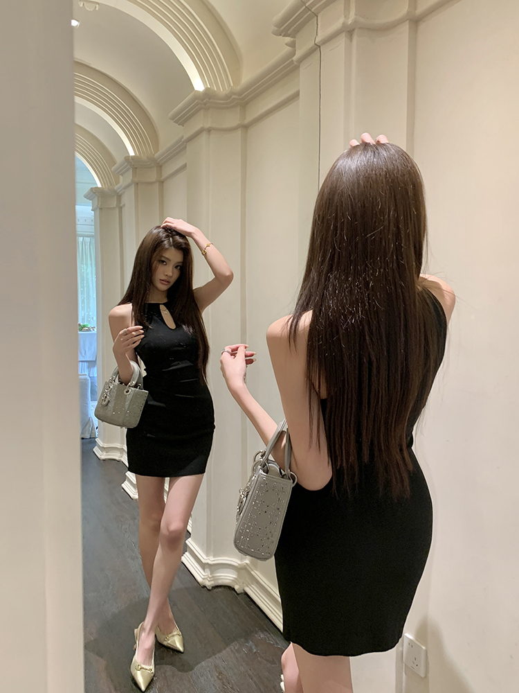 Real Shot 2025 Spring Summer New Hollow Design Ruched Slim Fit Dress Women Bodycon Dress Kendall Jenner Short Dress
